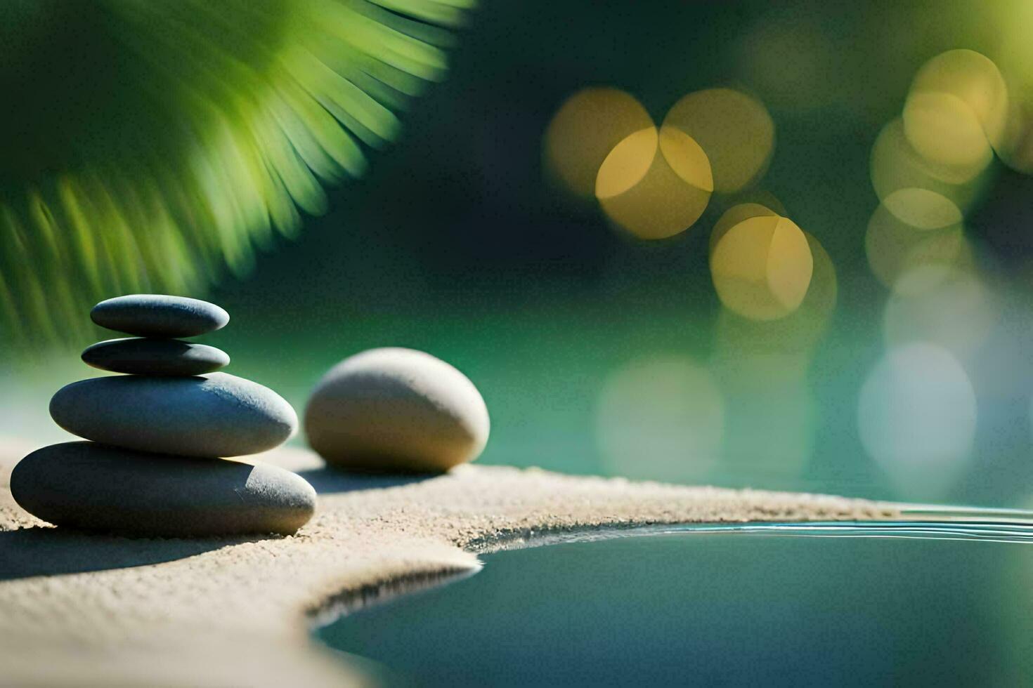 zen stenar på de strand. ai-genererad foto