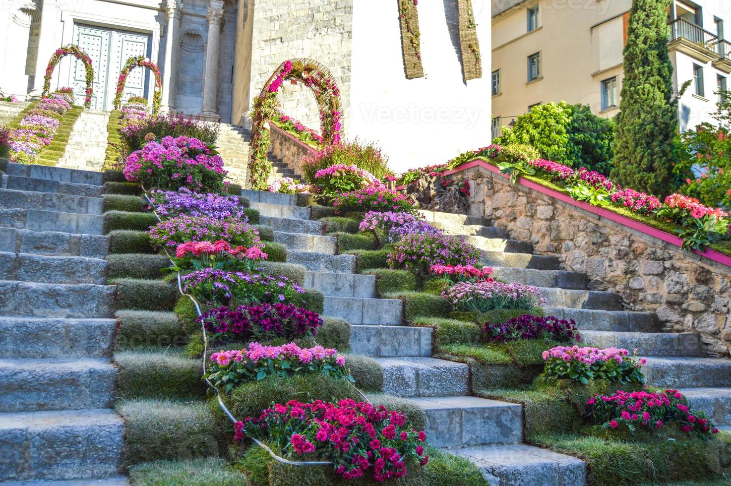 blomsterfestival i girona temps de flors, spanien. 2018 foto