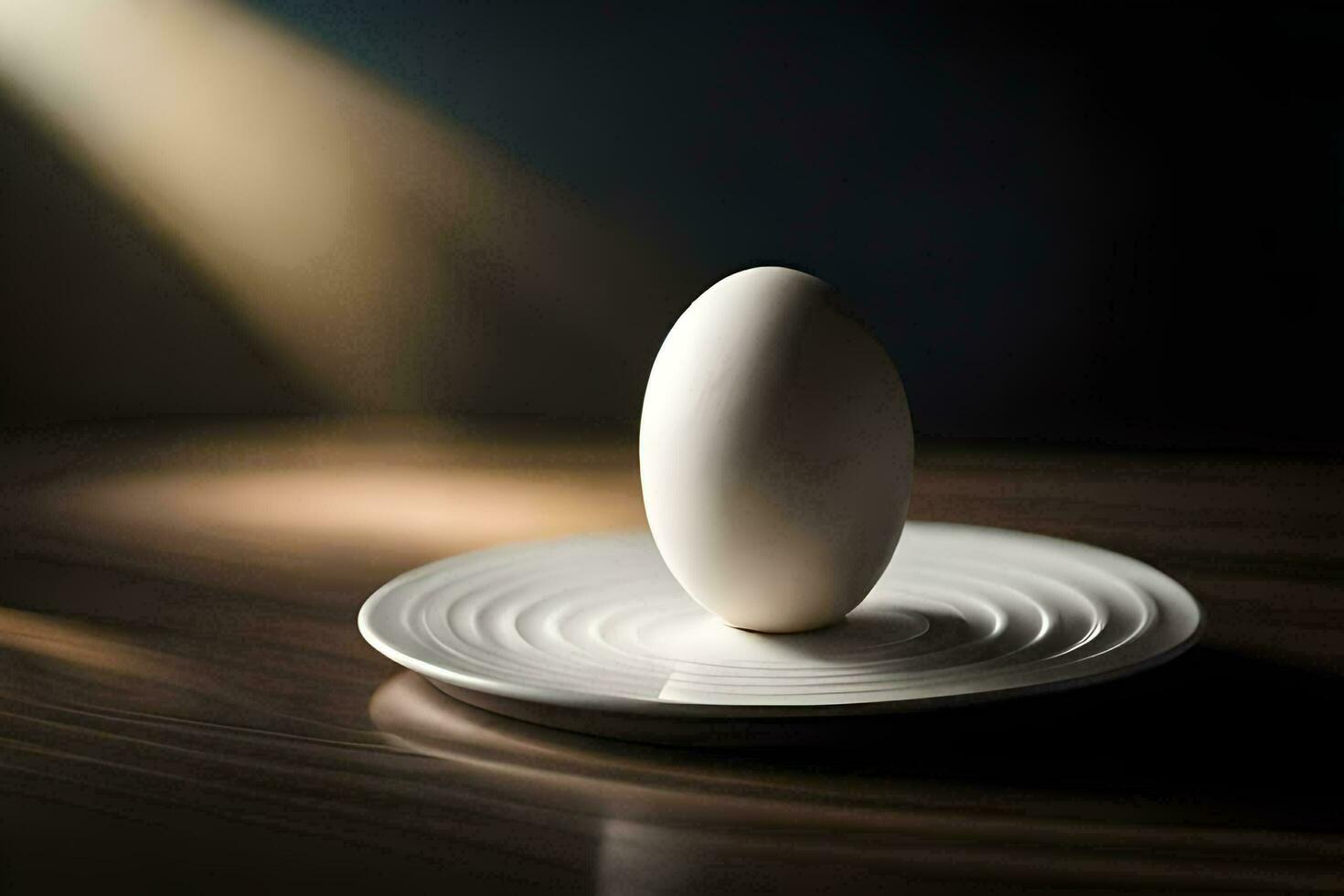 ett ägg på en tallrik med en ljus lysande på Det. ai-genererad foto