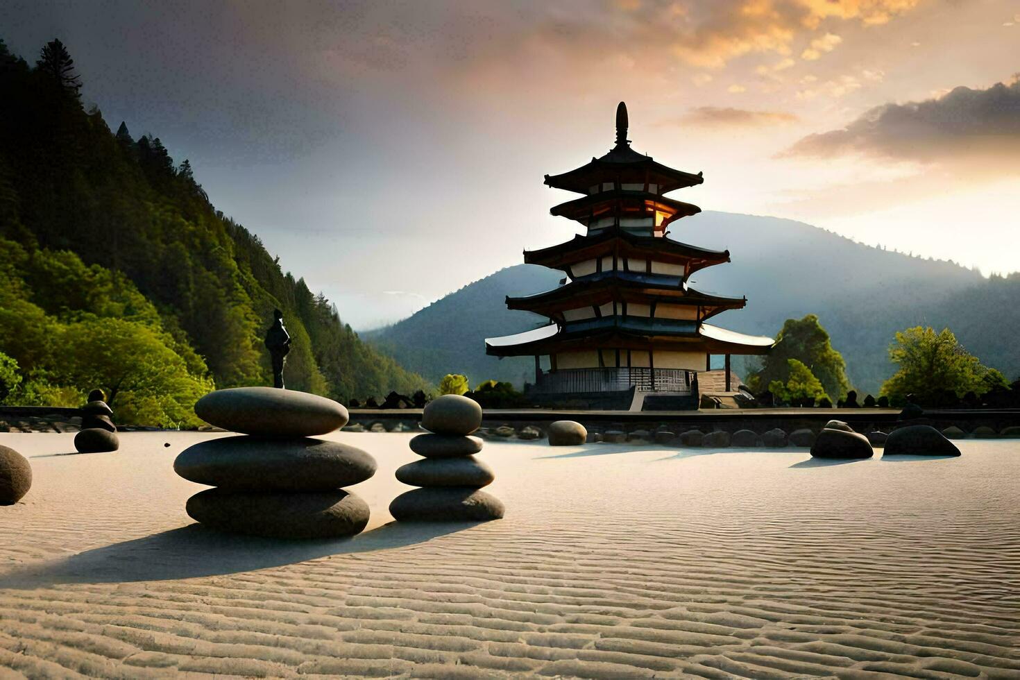 en pagod i de mitten av en sand dyn. ai-genererad foto