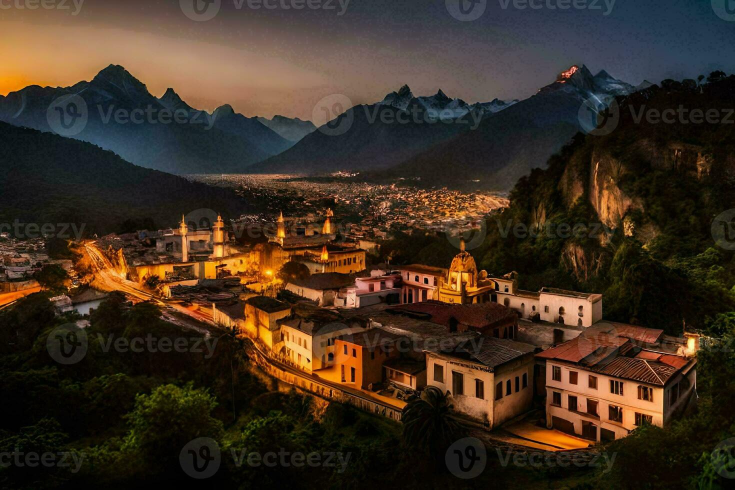 de stad av castel del monte, Italien. ai-genererad foto