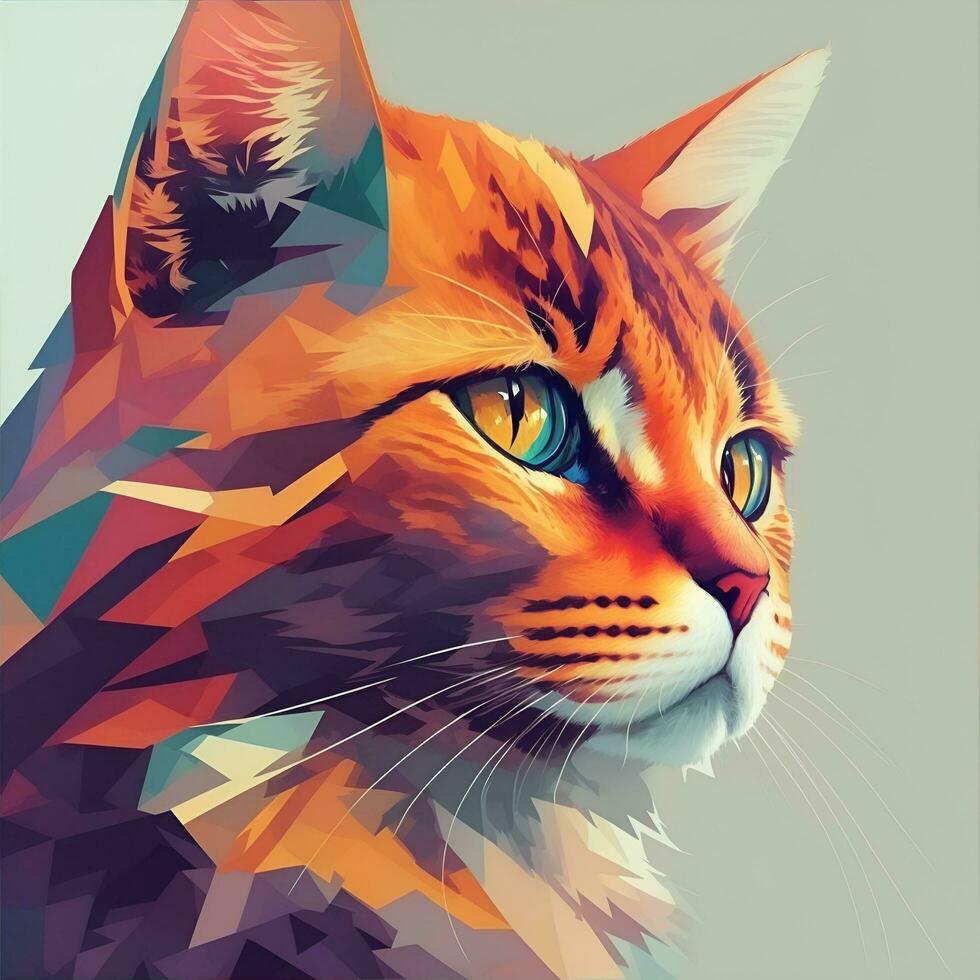 färgrik katt illustrationer, ai genererad foto
