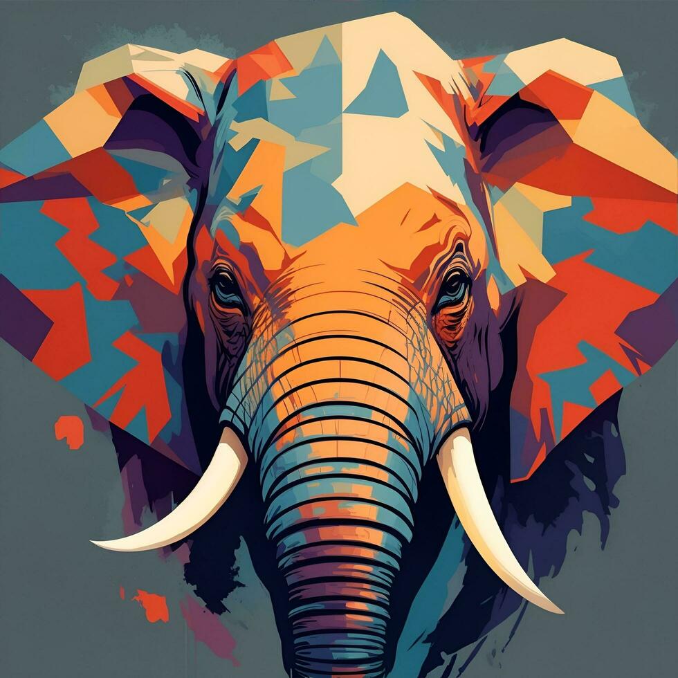 vuxen elefant dragen använder sig av wpap konst stil, pop- konst foto