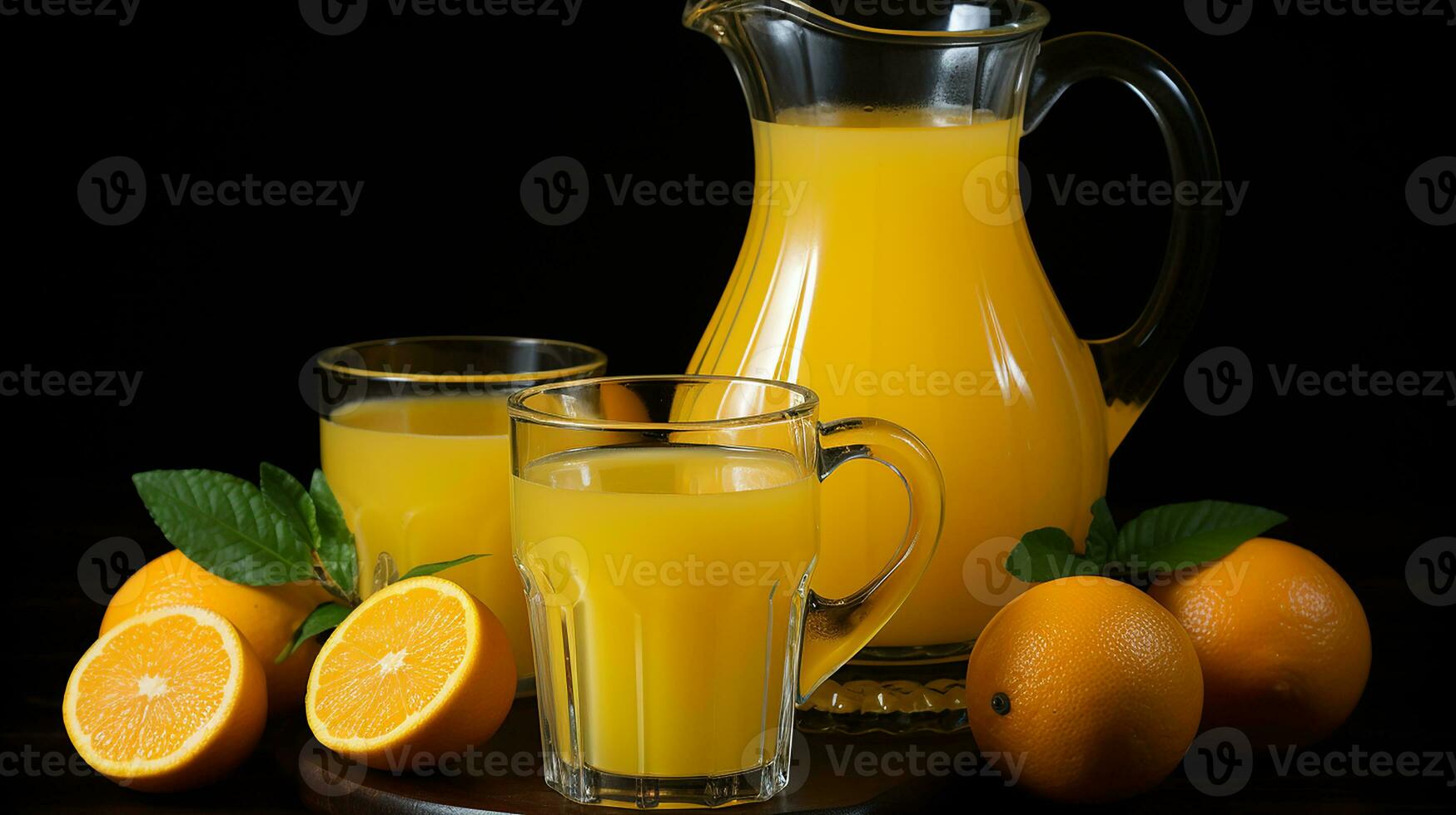 fortfarande liv med citron- juice och citroner, ai genererad foto