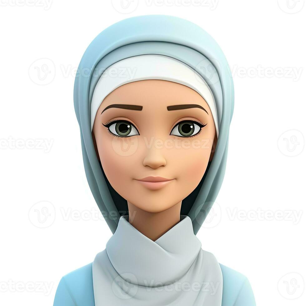 tecknad serie plastin 3d avatar av flicka i burka uppkopplad läkare isolerat på vit bakgrund foto