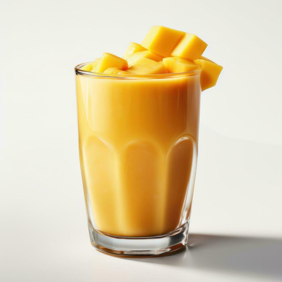 mango smoothie i en glas, isolerat foto