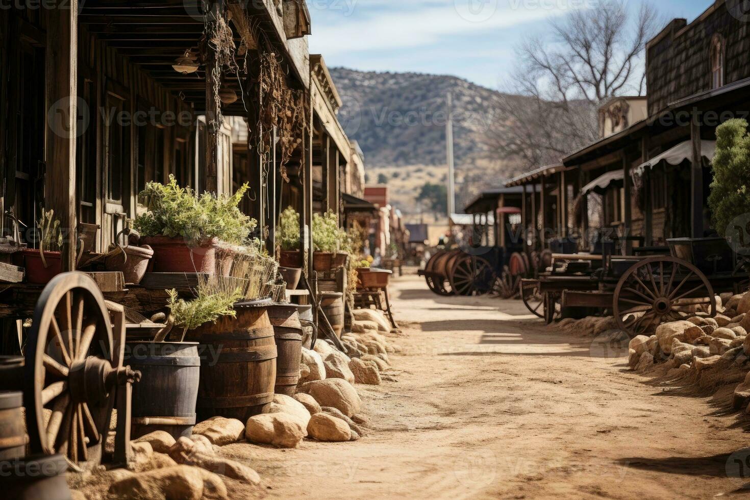 gammal väst stad var cowboys leva ai genererad foto