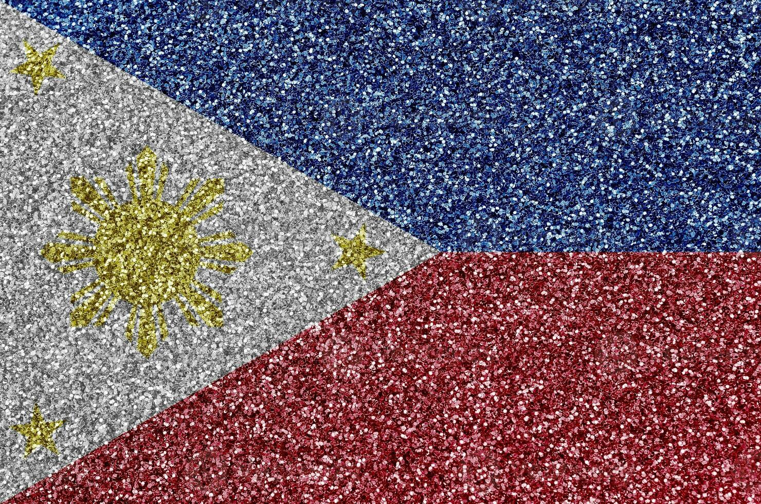 filippinerna flagga avbildad på många små skinande paljetter. färgrik festival bakgrund för fest foto