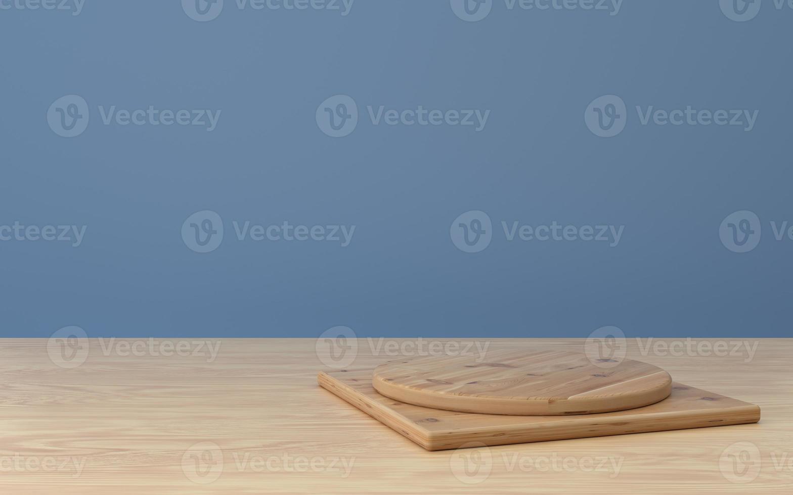 3d illusration kök skrivbord med scen för produkt display promo foto
