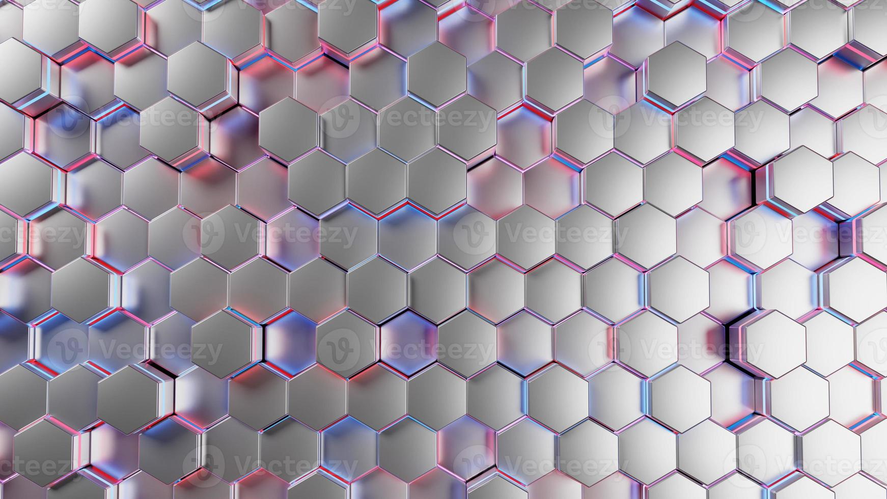 3D -rendering abstrakt blått, rosa sken av futuristisk textur hexagon foto