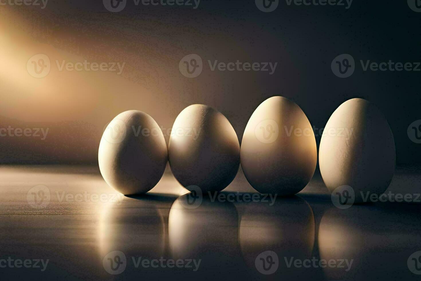 fem ägg är fodrad upp i en rad. ai-genererad foto