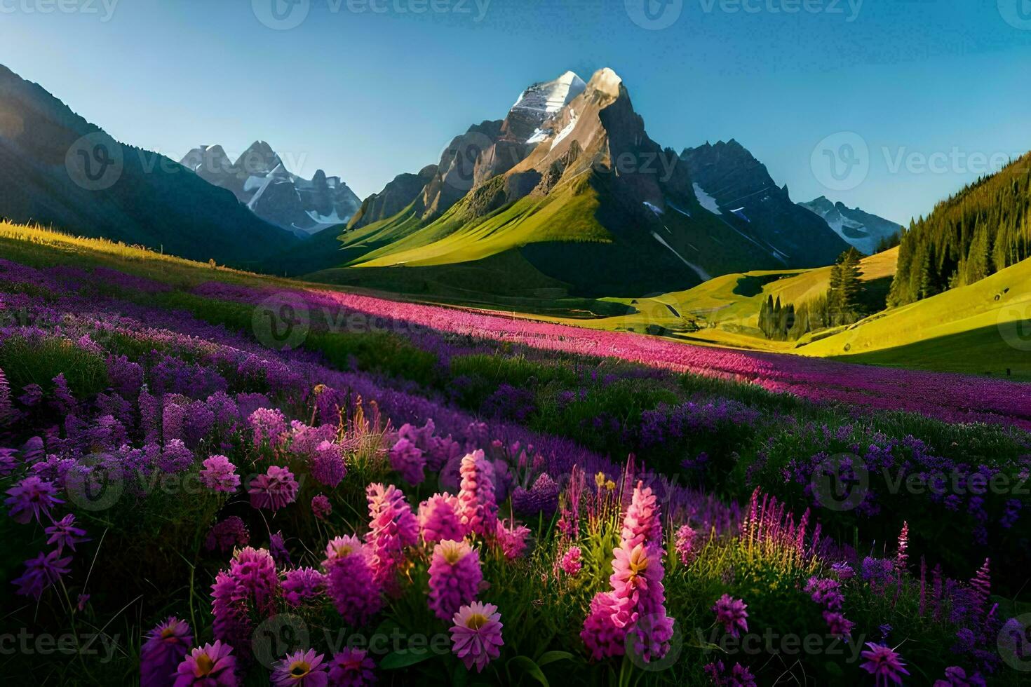 skön blommor i de berg. ai-genererad foto