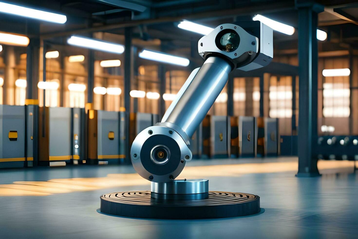 en robot ärm i en fabrik miljö. ai-genererad foto