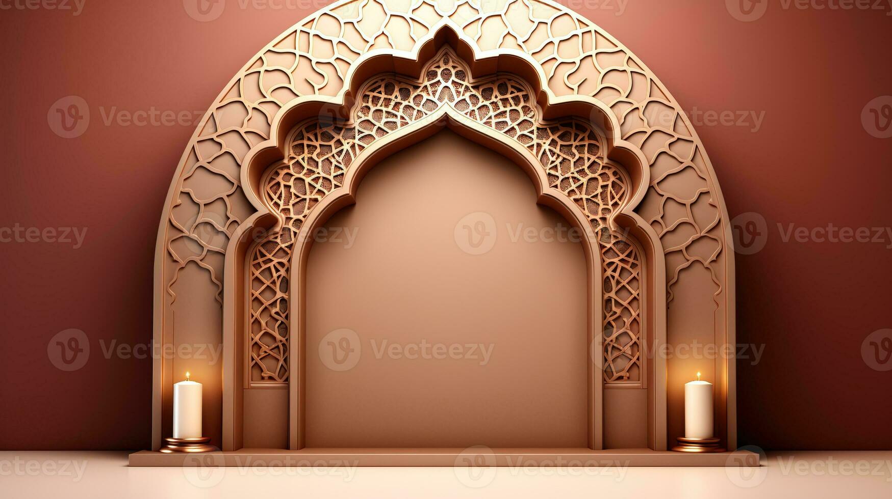 podium bakgrund i ramadan Semester minimalism stil . orientalisk arabicum design med nyanser av pastell färger. ai genererad foto