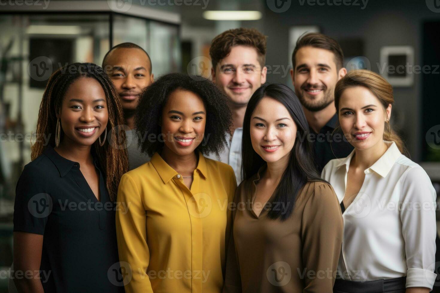 grupp av annorlunda etniciteter. internationell dag kontor bakgrund. generativ ai foto