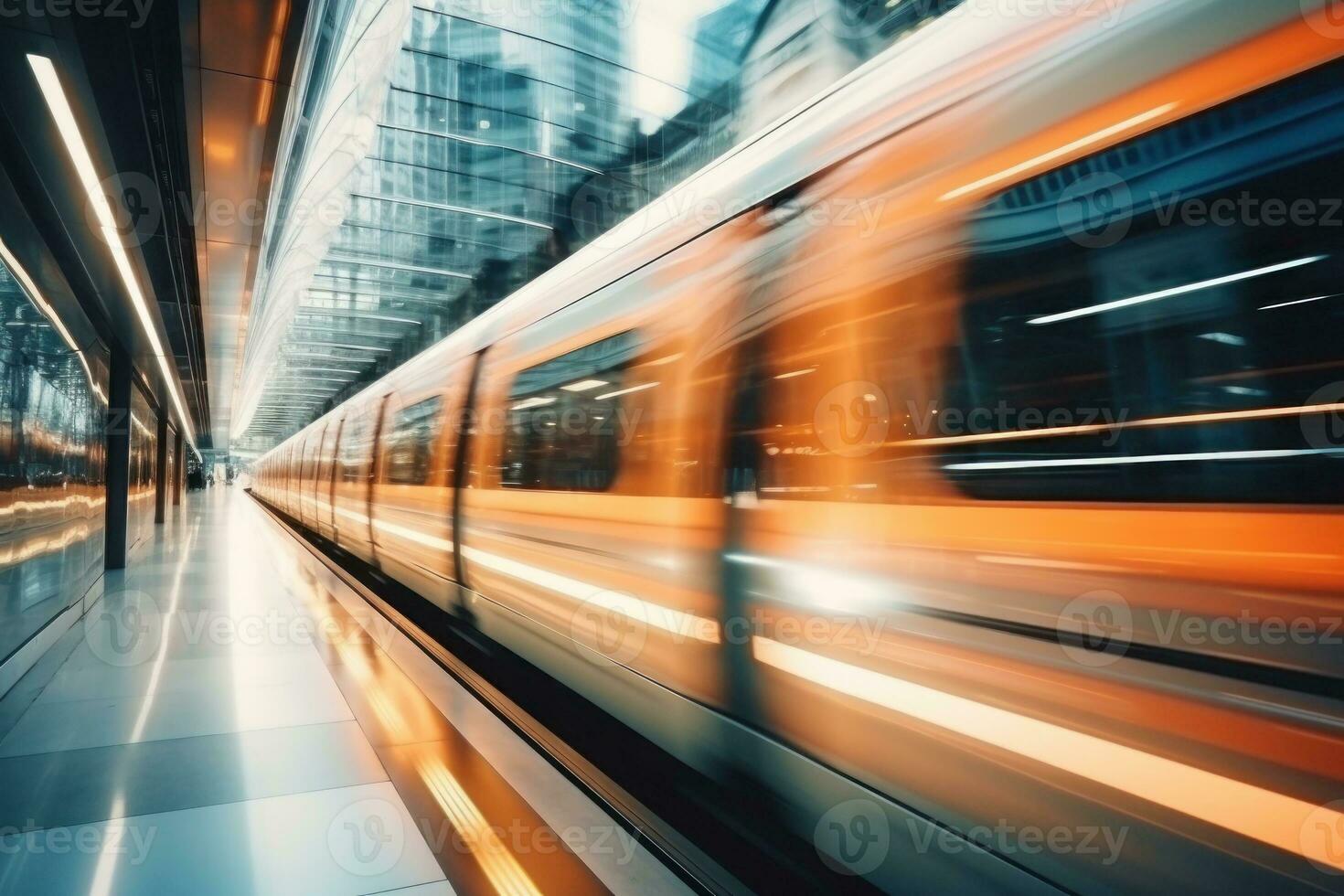 snabb uttrycka passagerare tåg, trogen konceptuell teknologi på hög hastighet järnväg. generativ ai foto