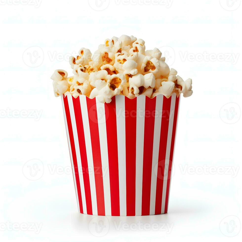 popcorn i papper kopp isolerat på vit ai generativ foto