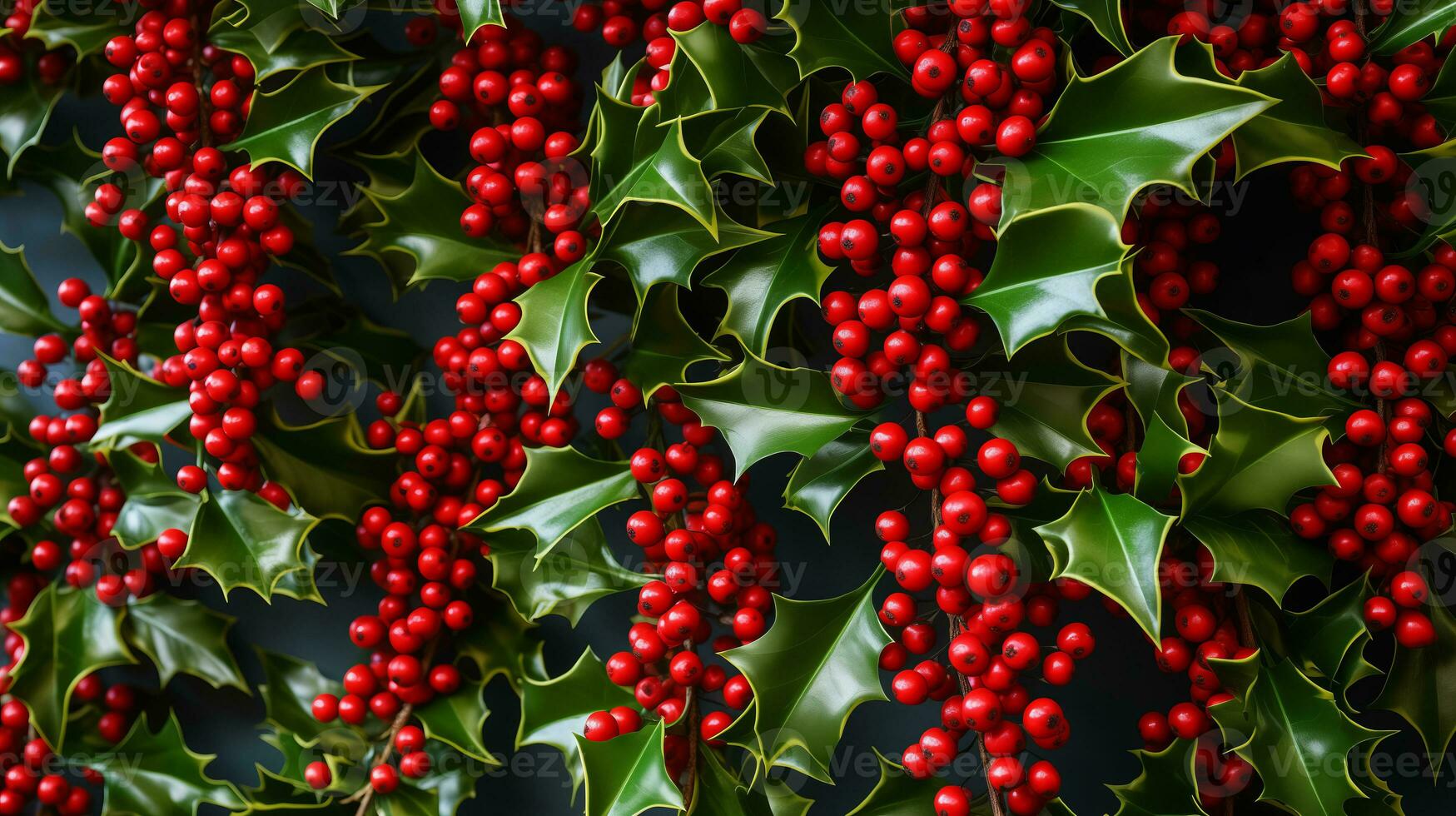 röd bär på en gren dekorera glad jul. ai genererad. foto
