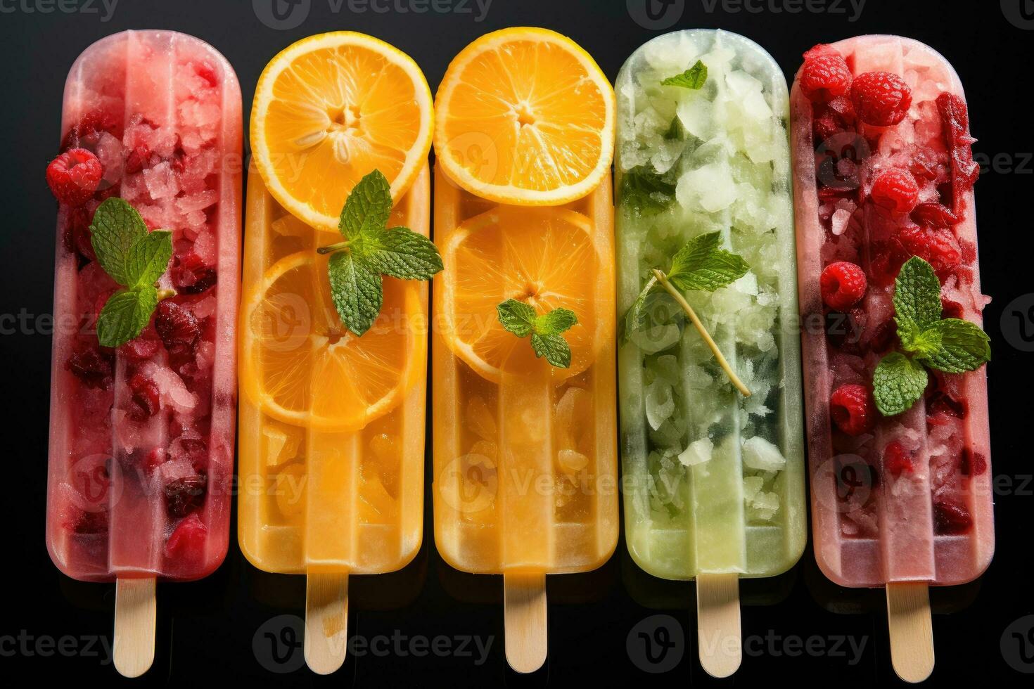 närbild av uppfriskande popsicles smältande snabbt ai genererad foto