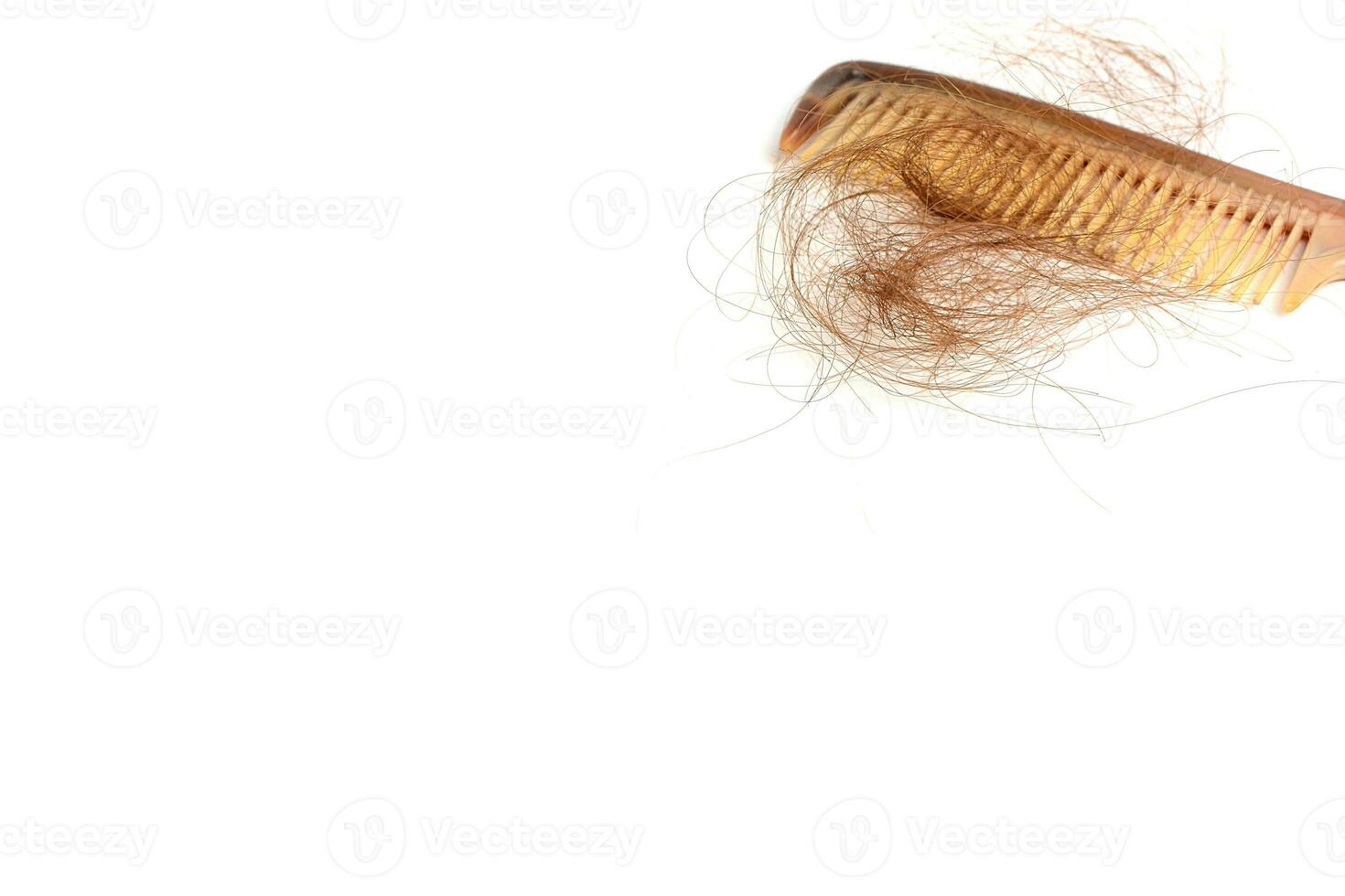 hår förlust i hårkam, hår falla varje dag allvarlig problem, på vit bakgrund. foto