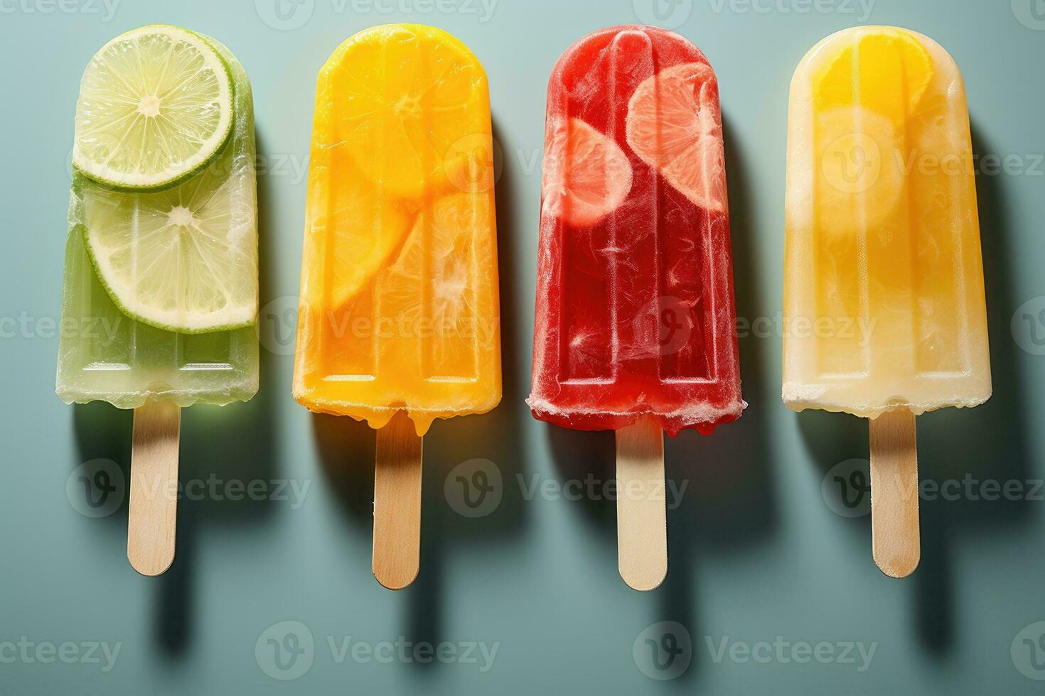 närbild av uppfriskande popsicles smältande snabbt ai genererad foto