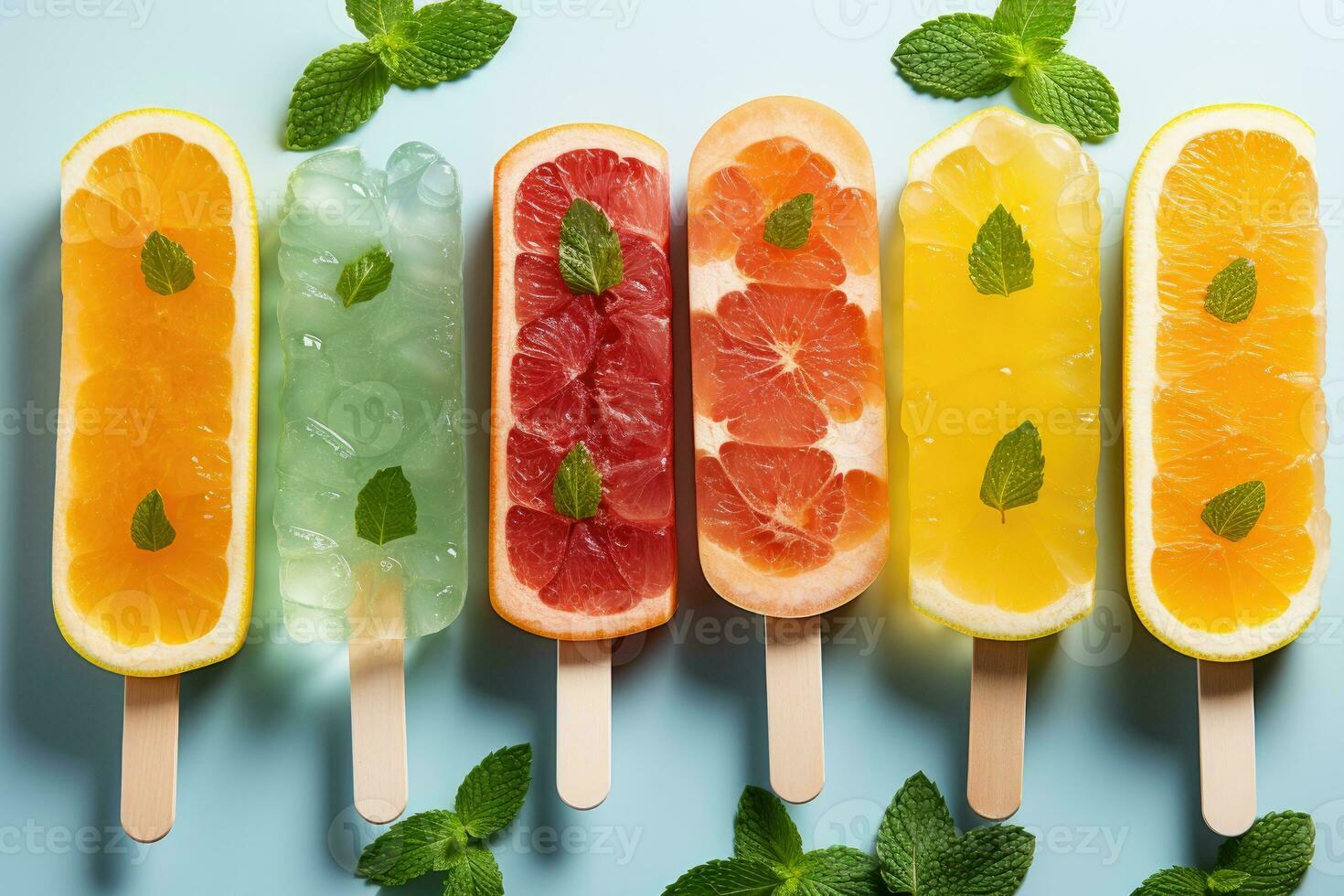 närbild av uppfriskande popsicles smältande snabbt ai genererad foto