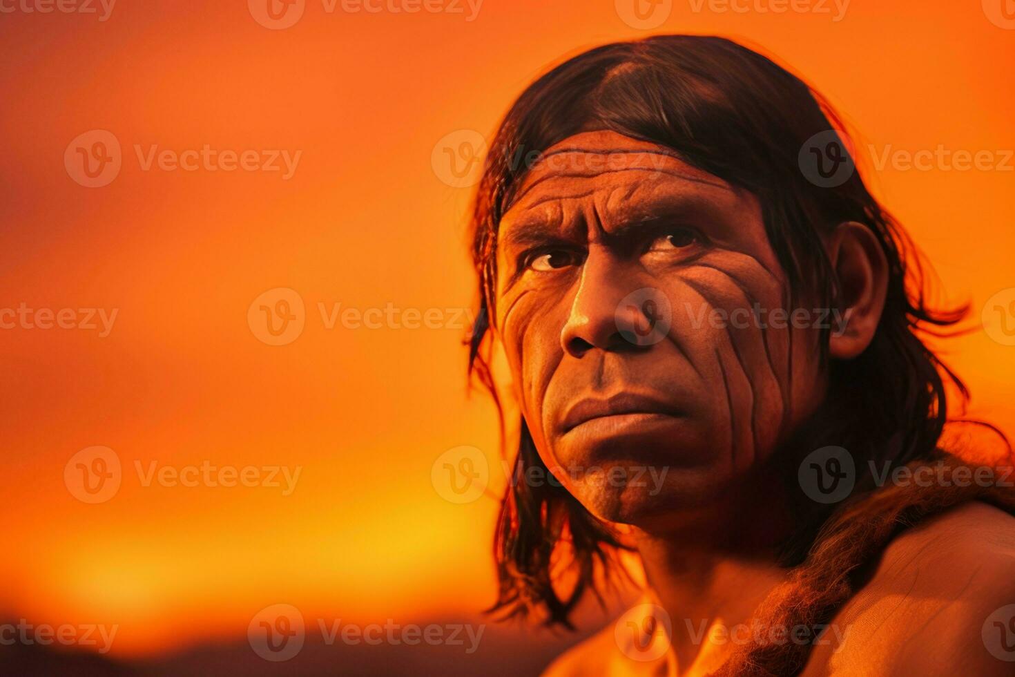 neanderthal man ansikte. generera ai foto