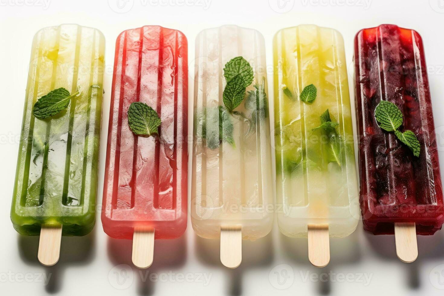 blandad popsicles för sommar ai genererad foto