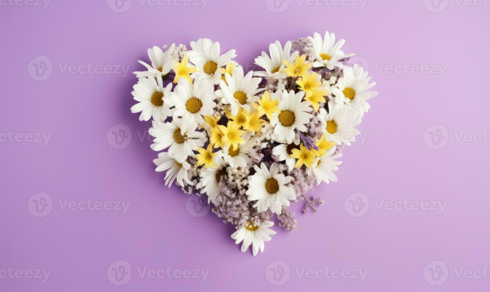 blommig sammansättning med daisy och mycket liten vit blommor. ai generativ foto