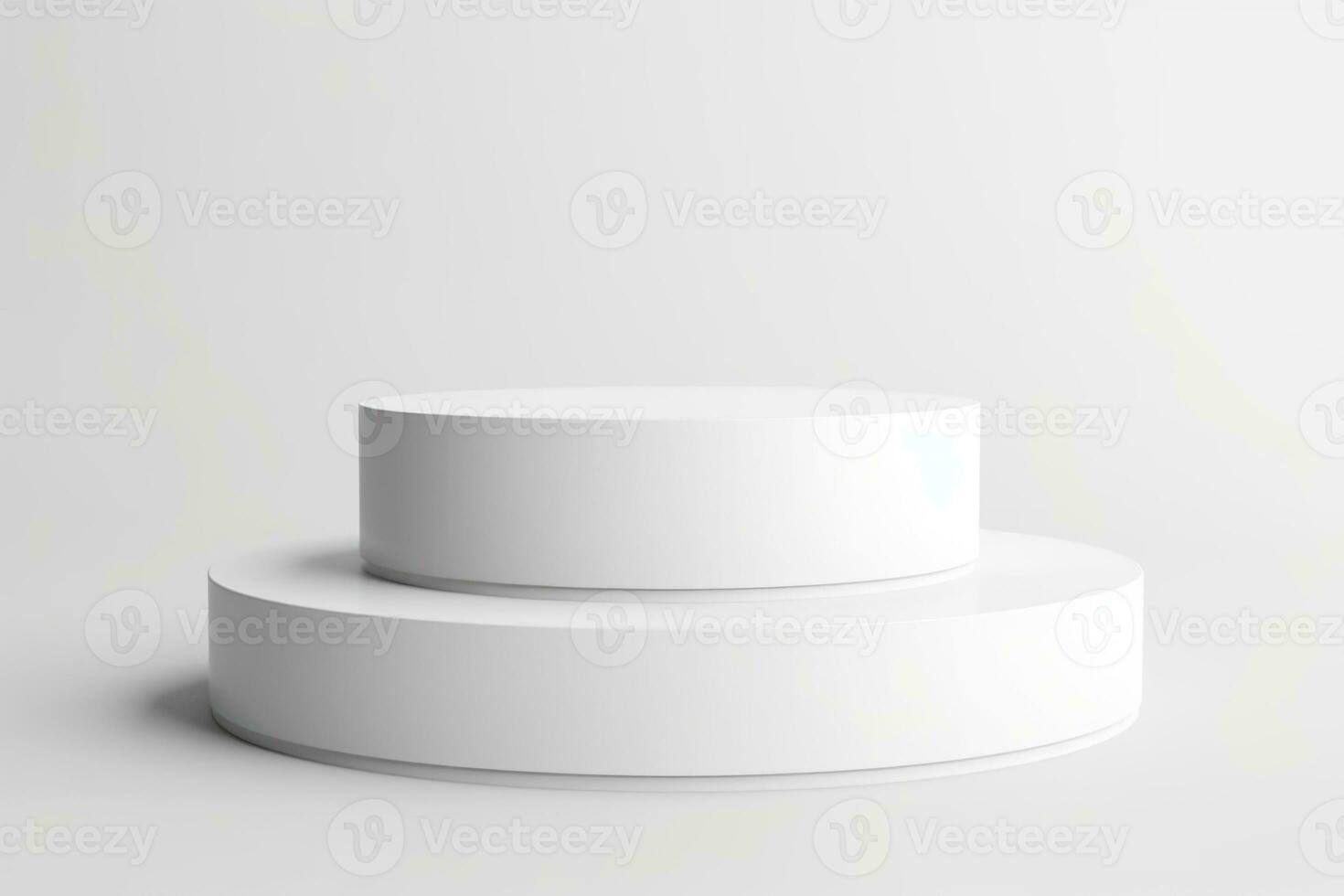 vit tömma runda podium på en vit bakgrund. minimalistisk bakgrund för kosmetika och Tillbehör. generativ ai foto