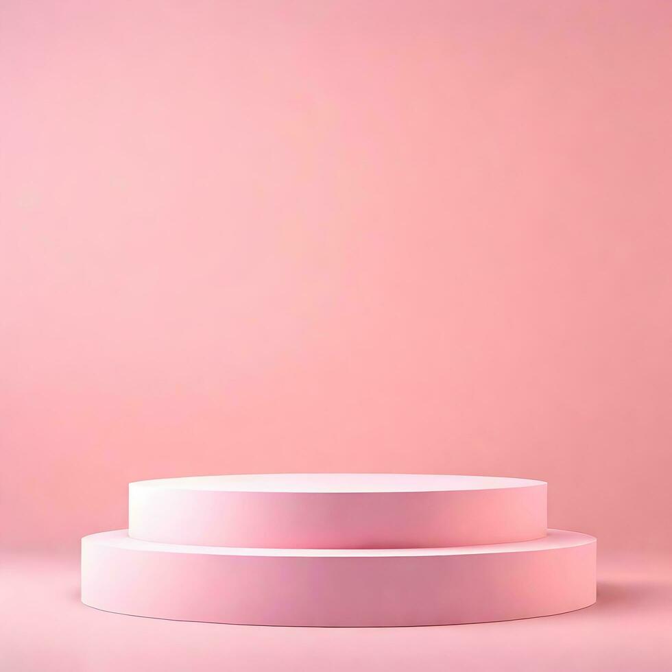 ljus rosa tömma runda podium produkt inomhus- monter förhandsgjord Foto attrapp bakgrund