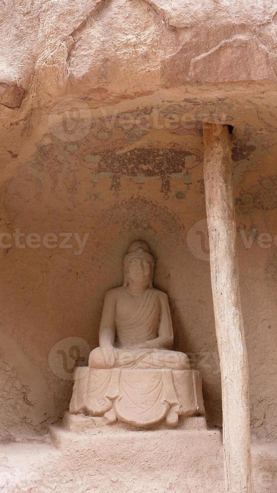 buddhistiska grottor skulptur i bingling tempel lanzhou gansu, Kina foto