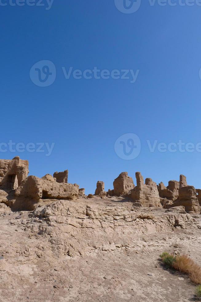 ruinerna av jiaohe som ligger i Xinjiang -provinsen Kina. foto