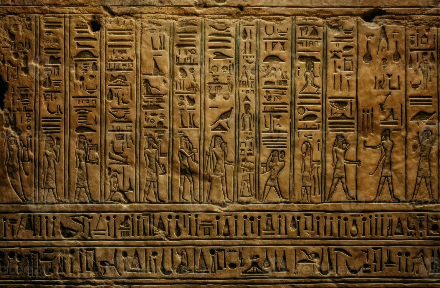 egyptisk hieroglyfer gammal vägg. generera ai foto