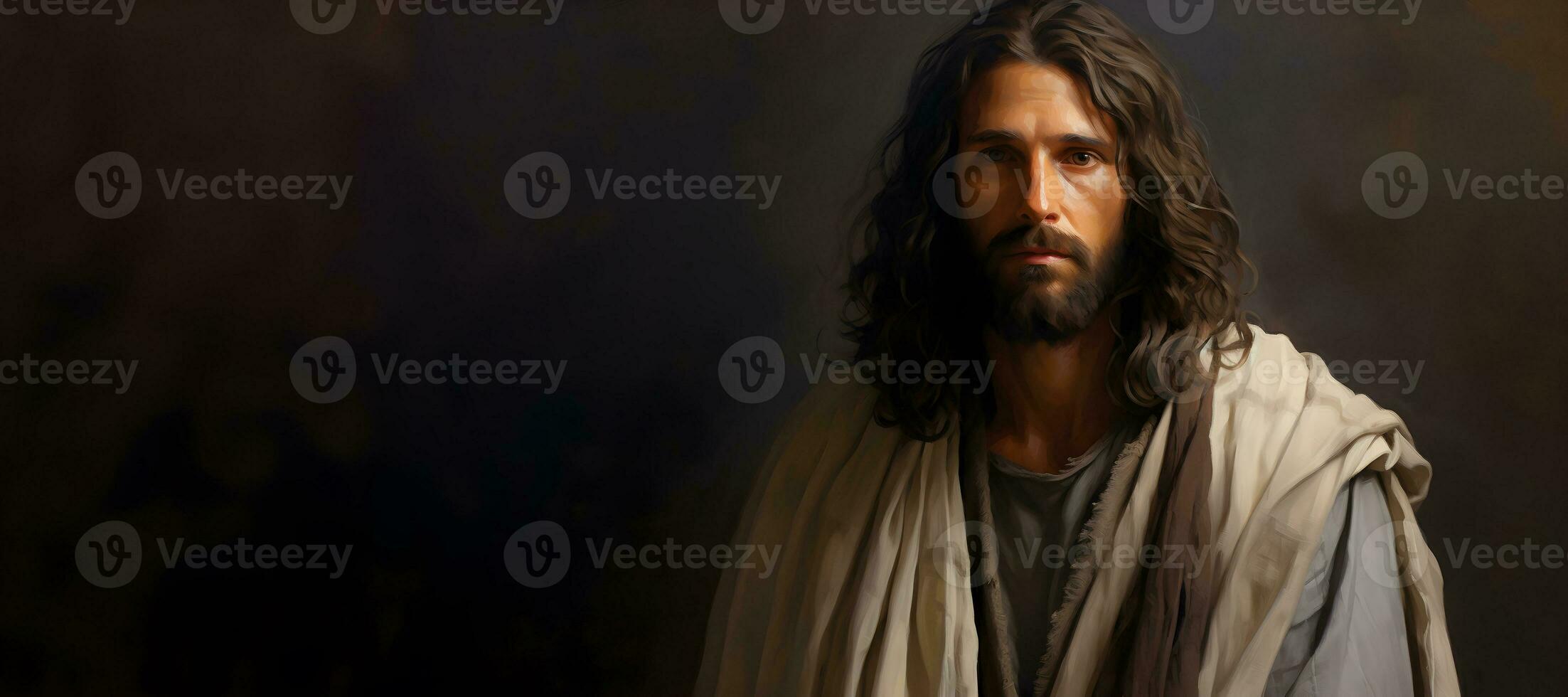 porträtt av Jesus Kristus. olja målning. ai generativ foto