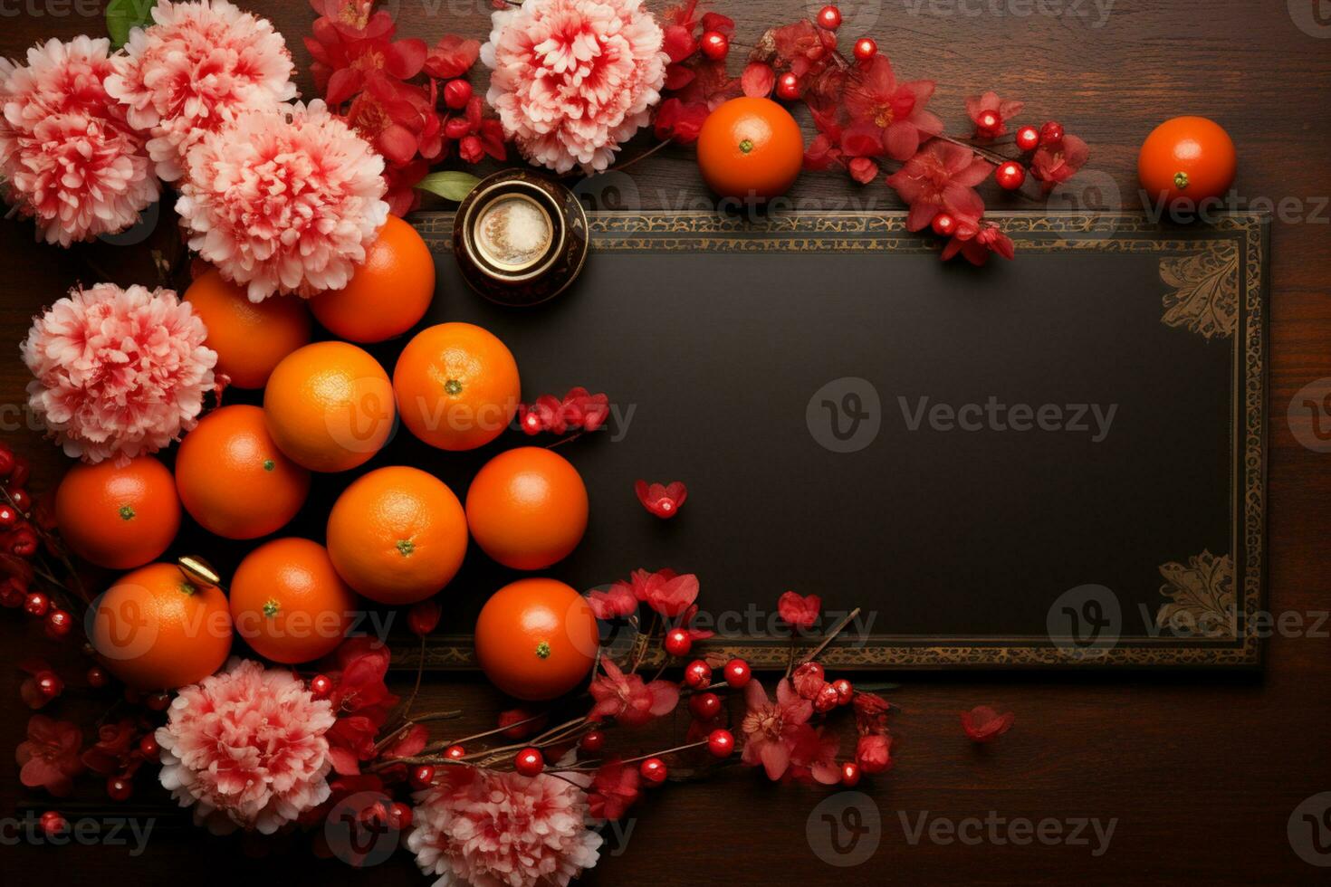 kinesisk ny år dekoration med kopia Plats för text, ai genererad foto