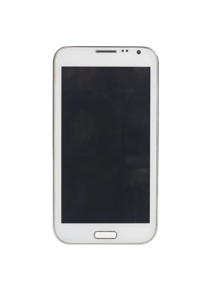 en vit smart telefon på vit bakgrund foto