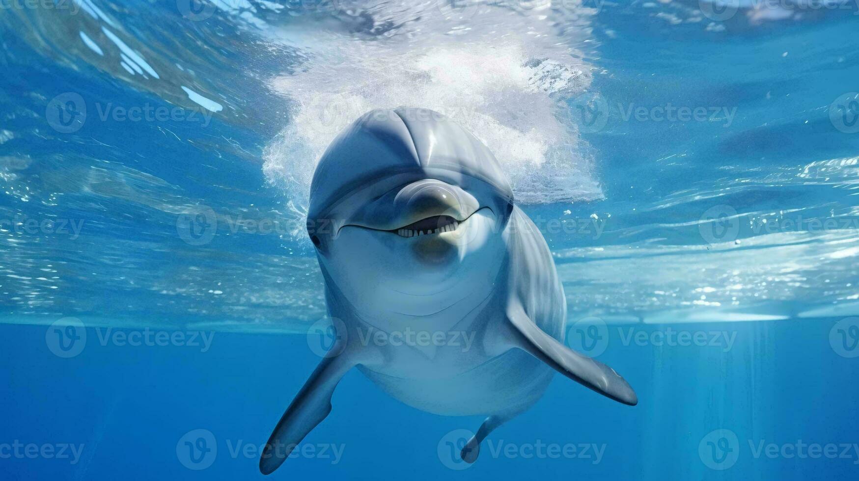 en delfin simning i de vatten ai genererad foto
