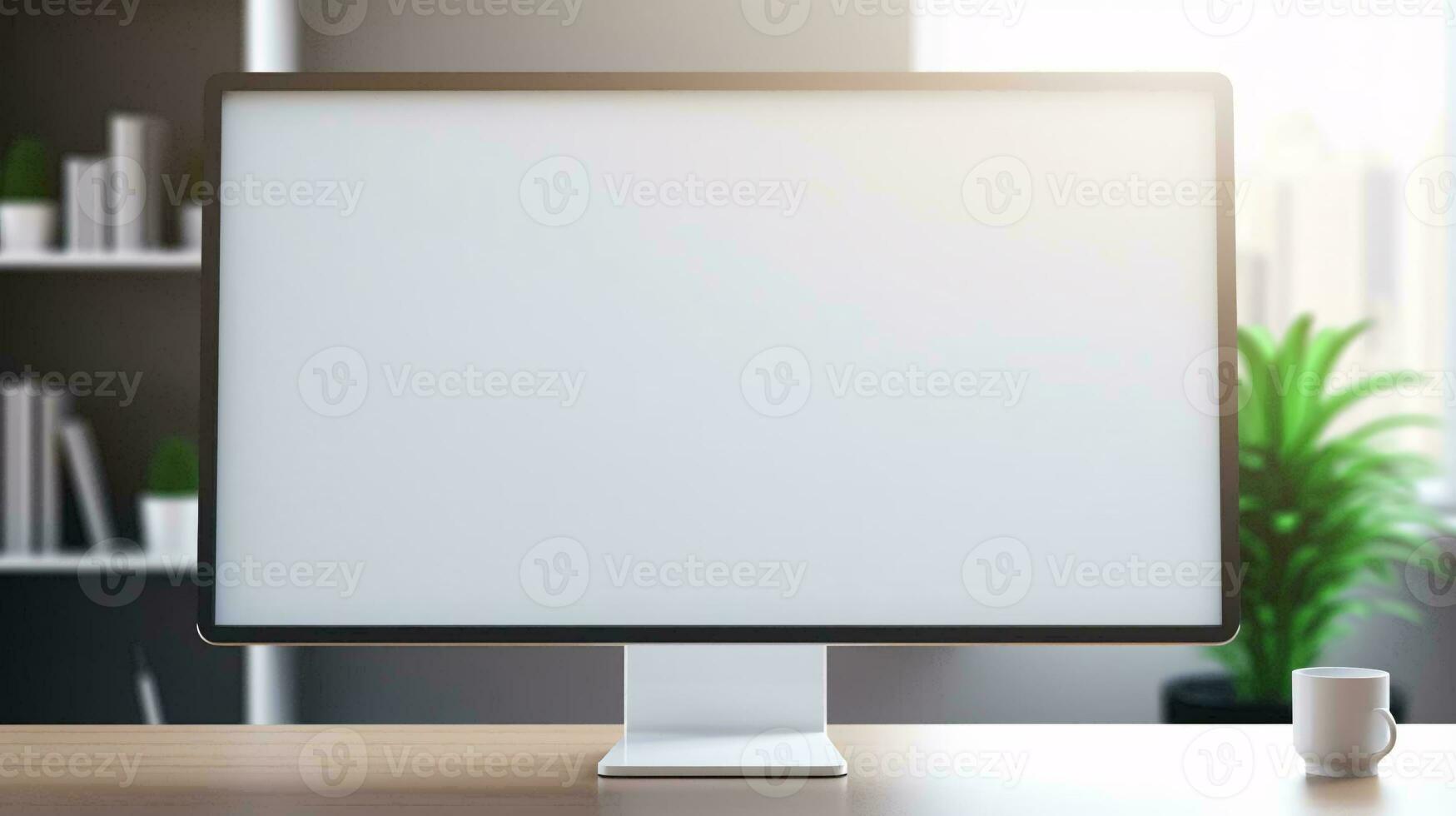 en vit skärm på en skrivbord ai genererad foto
