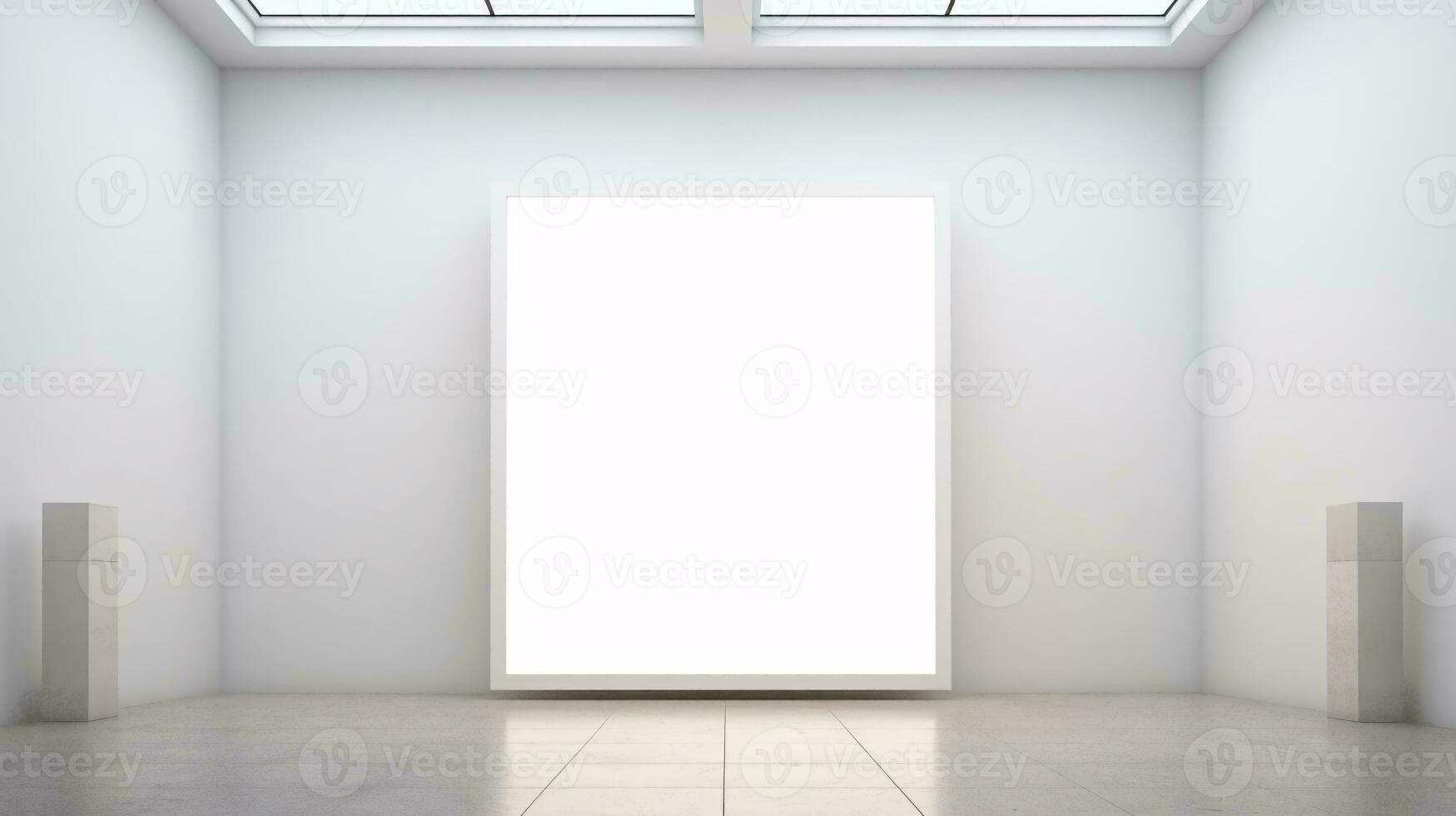 en vit vägg med en vit fyrkant i de mitten ai genererad foto