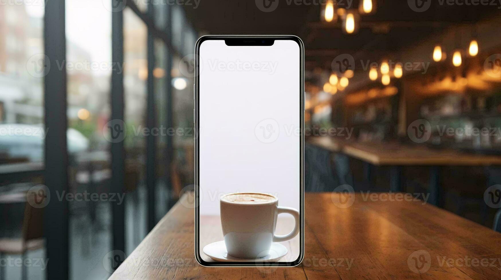 en vit telefon på en tabell ai genererad foto
