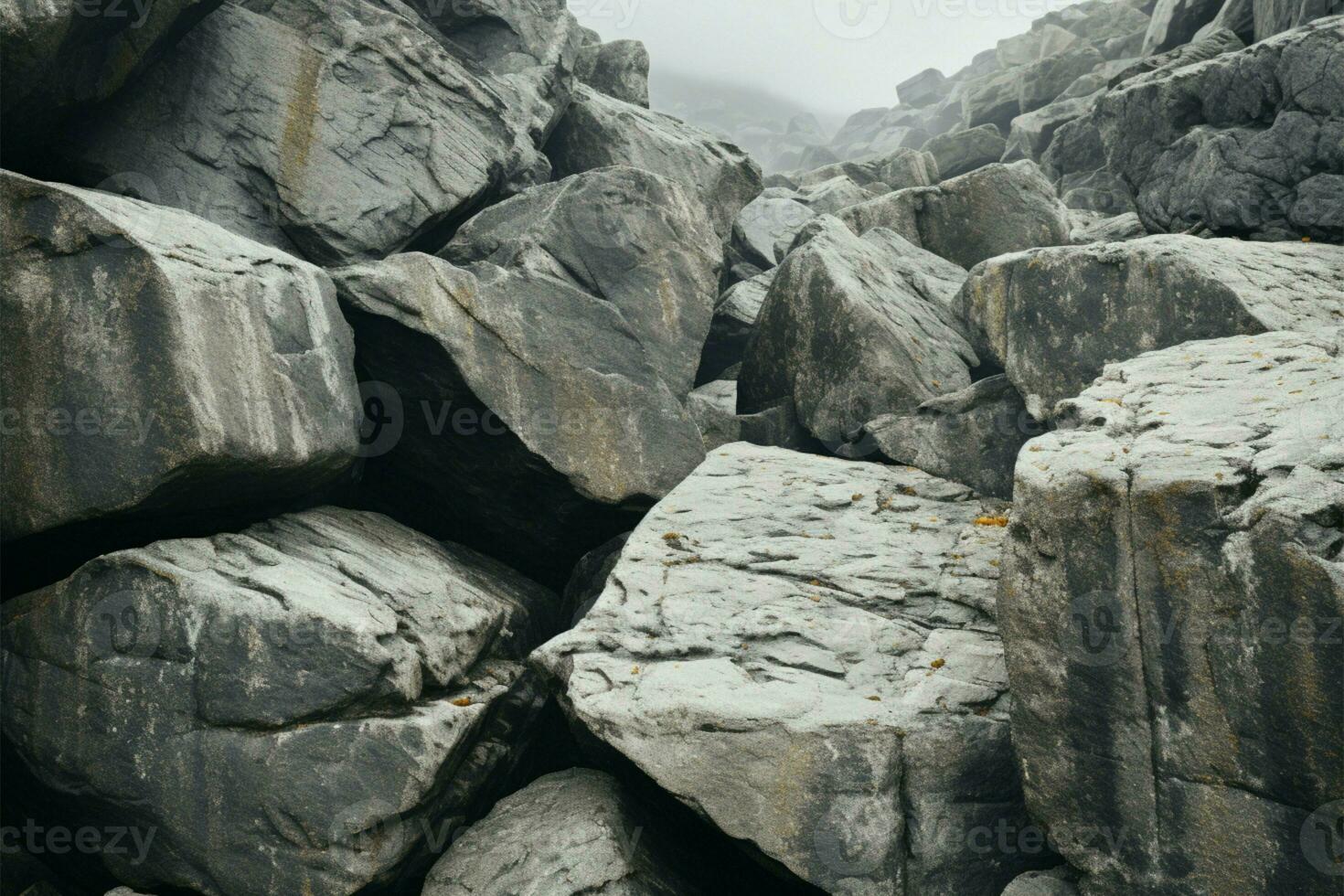 grå stenar stå stoisk i deras naturlig utomhus- miljö ai genererad foto