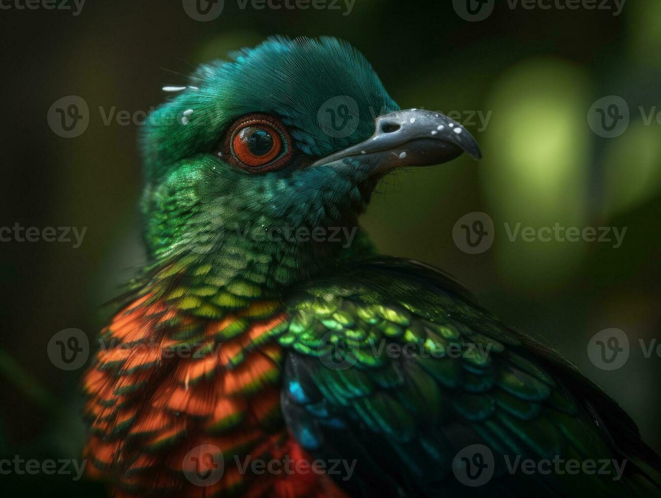 quetzal fågel porträtt ai genererad foto