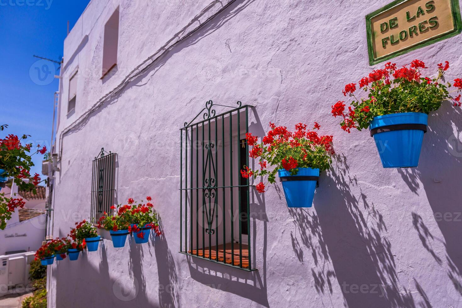 pittoresk gata av mijas. charmig vit by i andalusien, costa del sol. sydlig Spanien foto