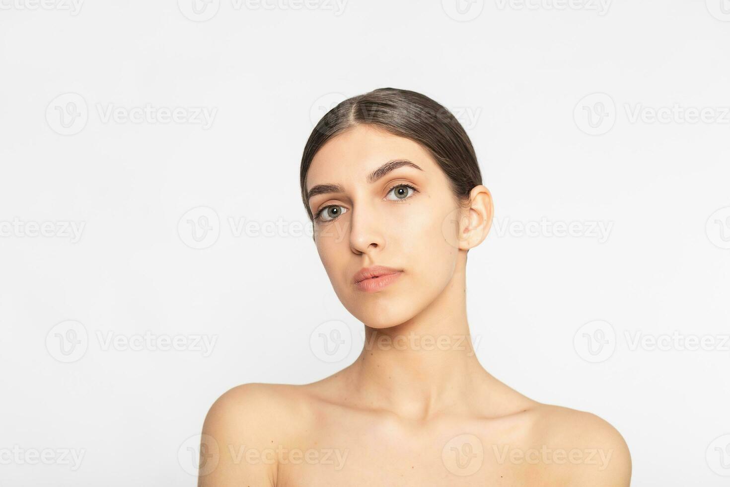 skönhet kvinna friska hud begrepp naturlig smink skön foto