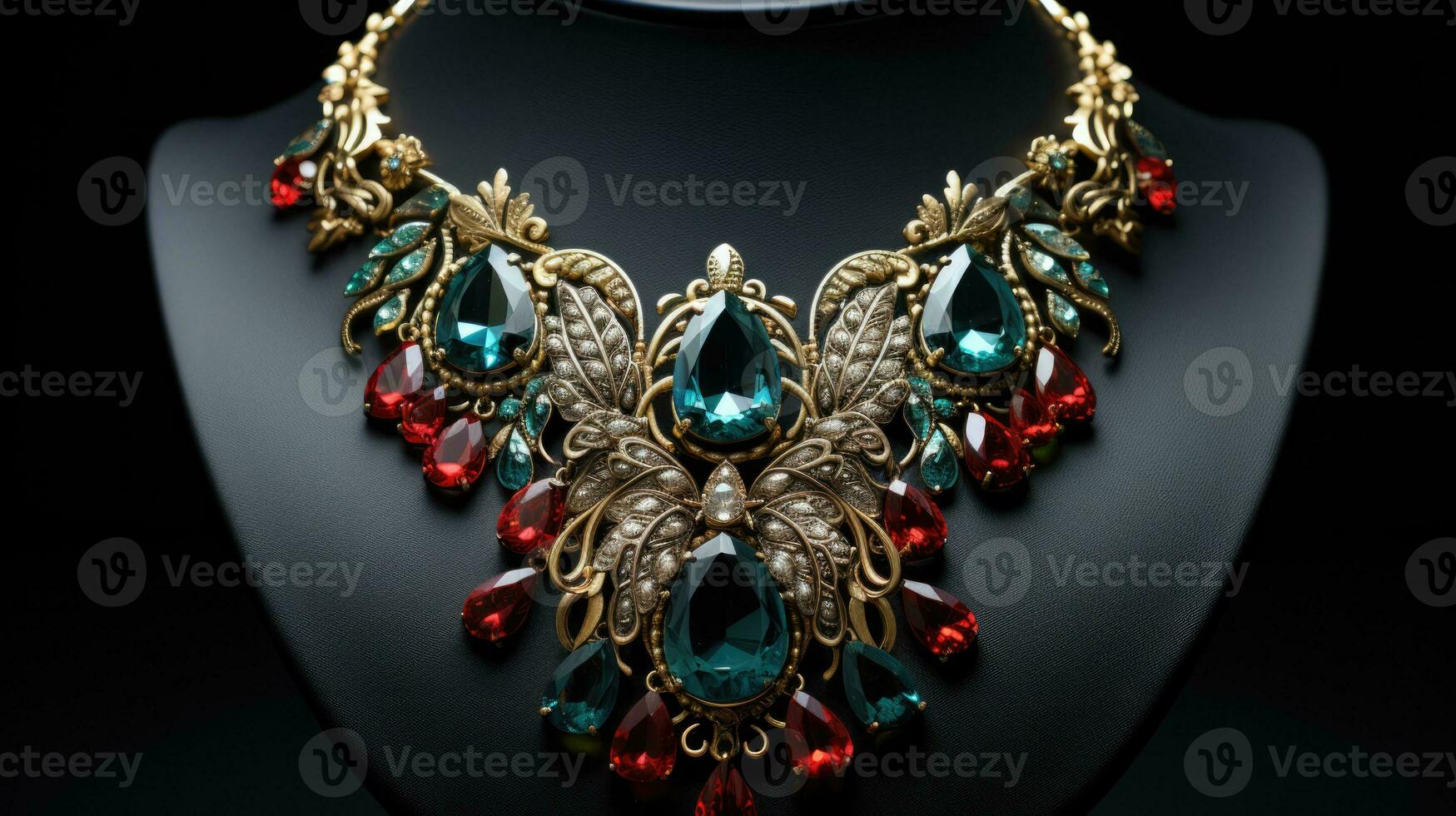 frodig cirkus Smycken mönster gnistra i rubin röd smaragd- grön och guld foto