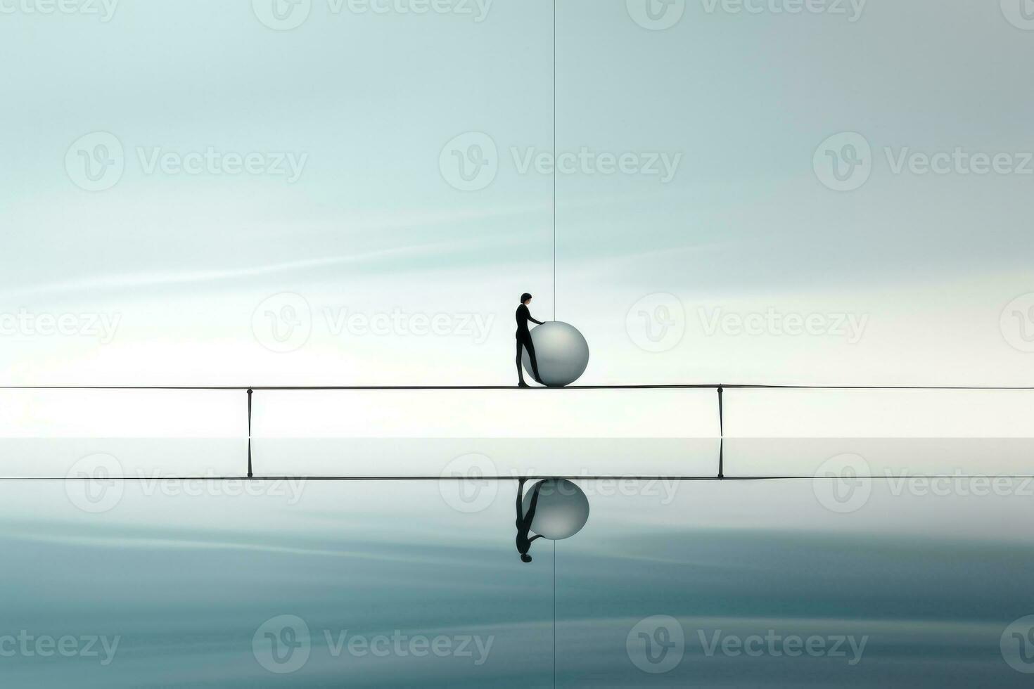 spegel reflexion av en spänd lina rollator balansering bakgrund med tömma Plats för text foto