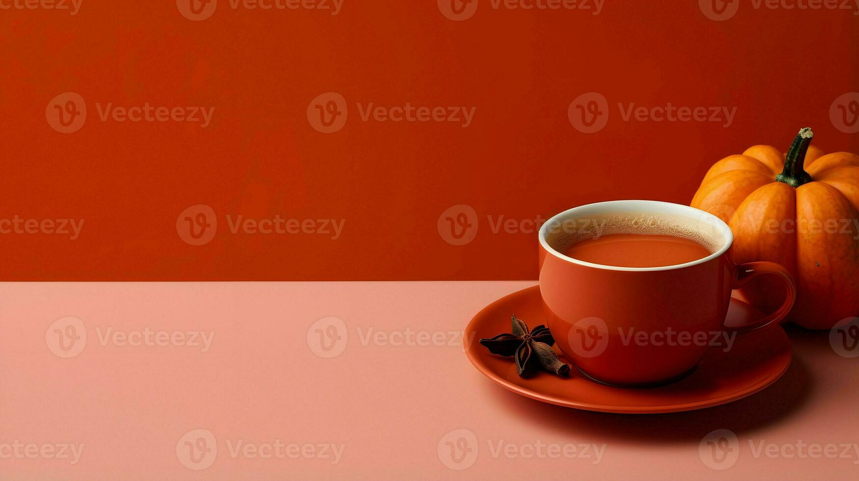 pumpa krydda kopp av te stock Foto, mysigt Dags för te höst dryck, generativ ai foto
