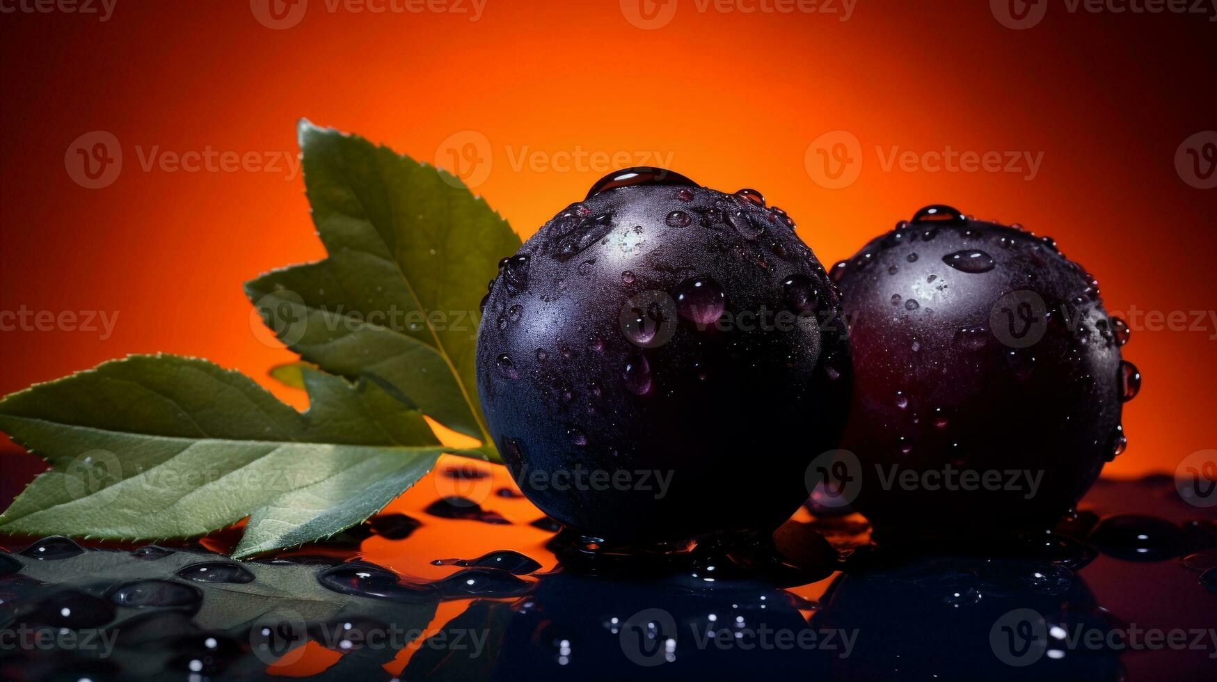 Foto av jabuticaba frukt halv mot en färgrik abstrakt bakgrund. generativ ai