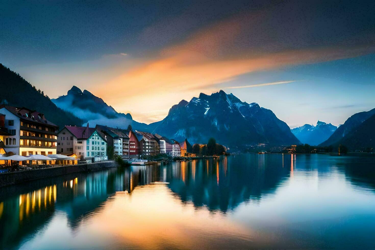 de stad av hallstatt, Österrike. ai-genererad foto